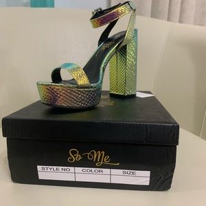Green Hologram Heeled Sandal